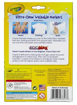 Crayola® Washable Markers, Thin Line, Assorted Classic Colors, Box Of 12