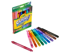 Crayola® Washable Markers With Retractable Tips, Conical Tip, Assorted Colors, Pack of 10 Markers