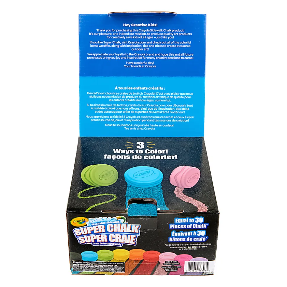 Crayola Washable Outdoor Super Chalk Tray, Assorted Colors, Pack Of 10 Chalk Pucks