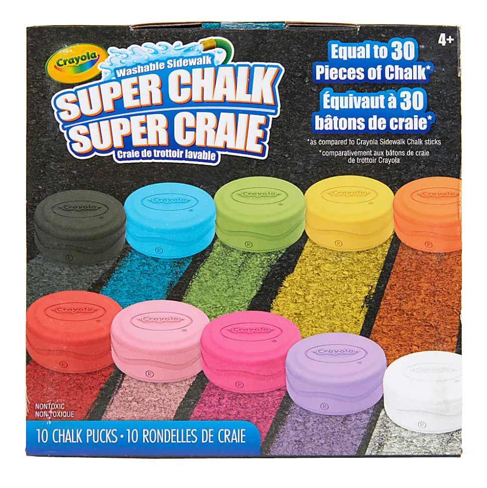 Crayola Washable Outdoor Super Chalk Tray, Assorted Colors, Pack Of 10 Chalk Pucks