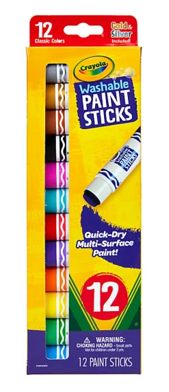 Crayola® Washable Paint Sticks, Assorted Colors, Pack Of 12 Sticks