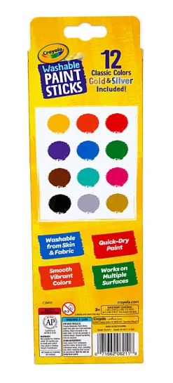 Crayola® Washable Paint Sticks, Assorted Colors, Pack Of 12 Sticks