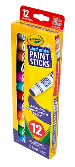 Crayola® Washable Paint Sticks, Assorted Colors, Pack Of 12 Sticks