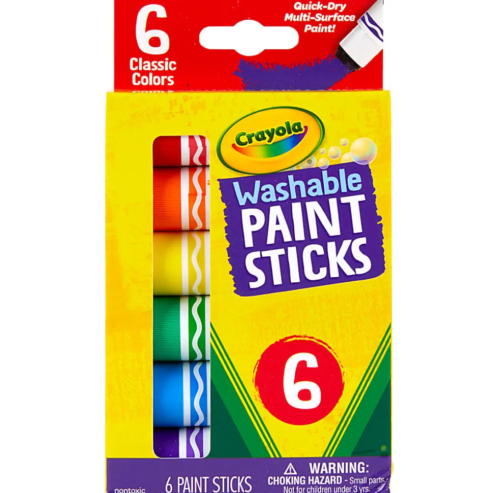 Crayola® Washable Paint Sticks, Assorted Colors, Pack Of 6 Sticks