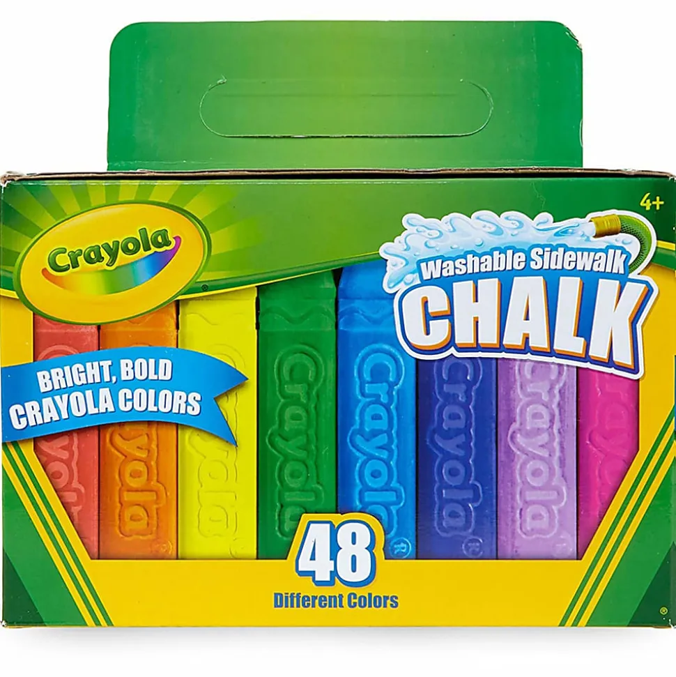 Crayola® Washable Sidewalk Chalk, 3/8", Assorted Colors, Box Of 48