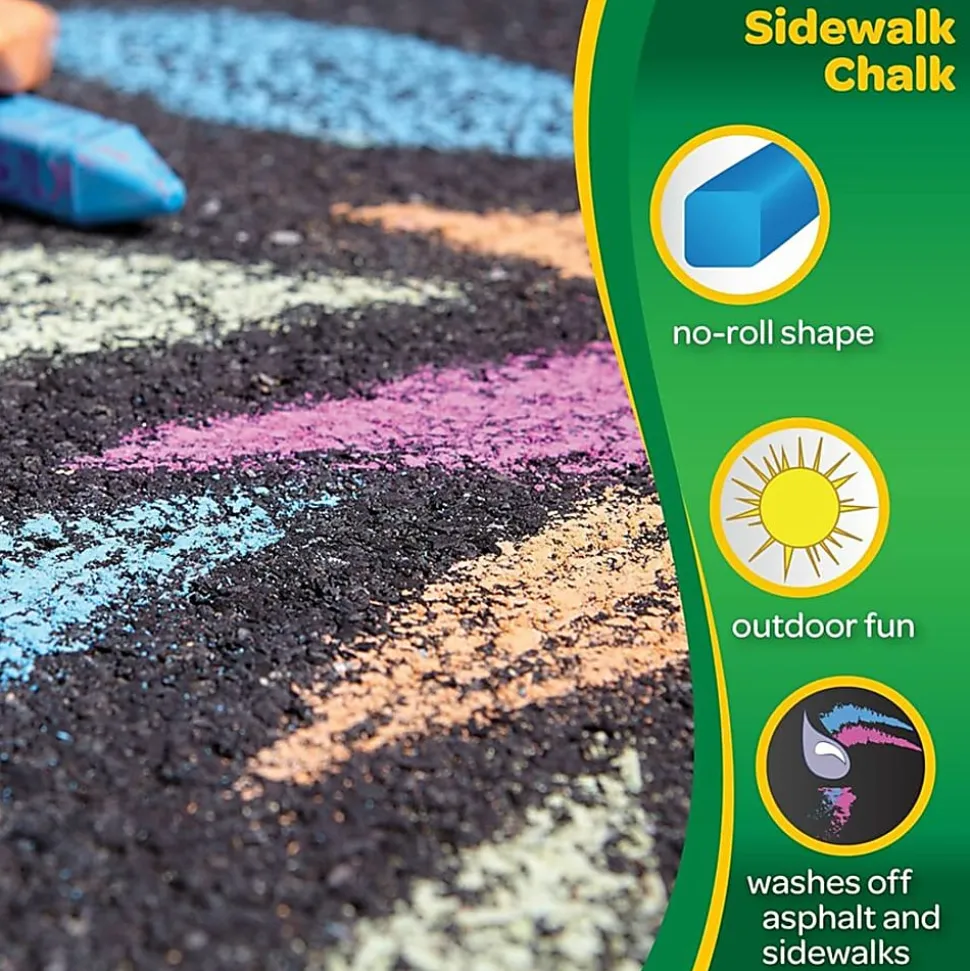 Crayola® Washable Sidewalk Chalk, 4", Assorted Colors, Box Of 24 Pieces