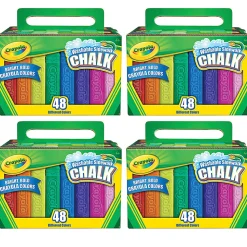 Crayola® Washable Sidewalk Chalk Sticks, Assorted Colors, 48 Sticks Per Box, Case Of 4 Boxes