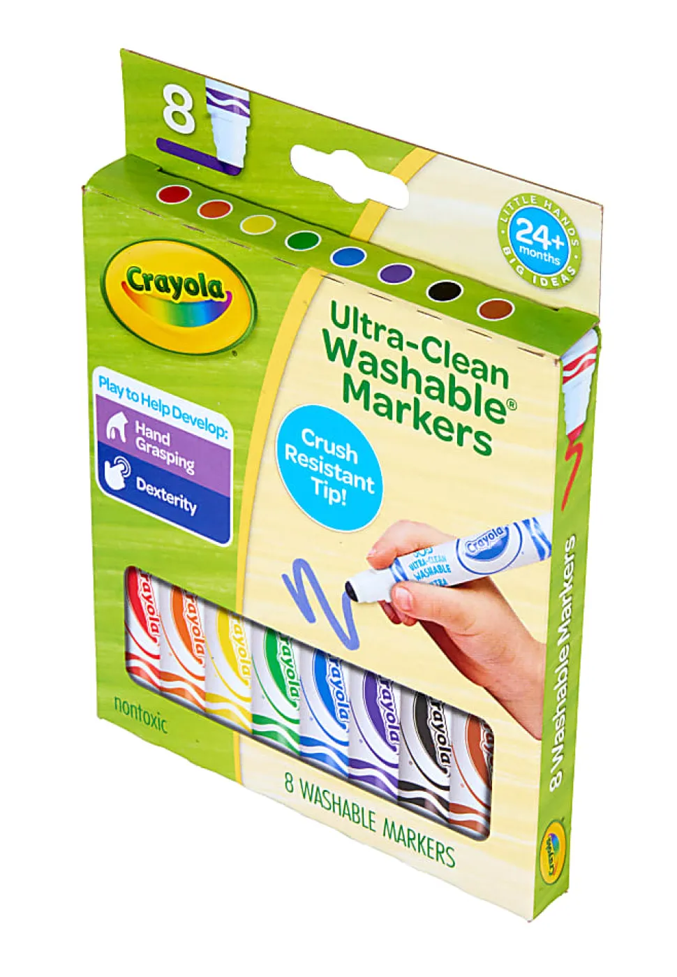 Crayola Washable Toddler Markers (8ct), Crush Resistant Markers, Toddler Art Supplies for Preschool, Gift for Toddlers, Ages 2+