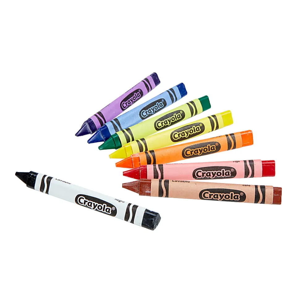Crayola Washable Tripod Grip Crayons, 4", Assorted Colors, 8 Crayons Per Pack, Bundle Of 8 Packs