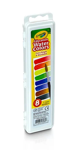 Crayola® Watercolor Set With Brush, Oval Pan, Set Of 8 Colors