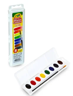 Crayola® Watercolor Set With Brush, Oval Pan, Set Of 8 Colors