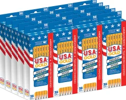 Cra-Z-Art U.S.A. Gold Sharpened Pencils, #2 Lead, Medium, Yellow, 36 Pencils Per Pack, Bundle Of 20 Packs