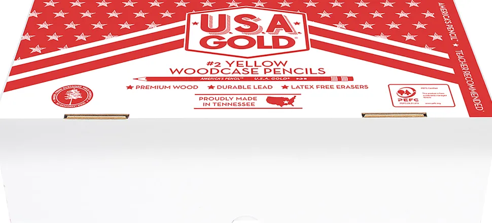 Cra-Z-Art U.S.A. Gold Sharpened Pencils, #2 Lead, Medium, Yellow, Box Of 250 Pencils