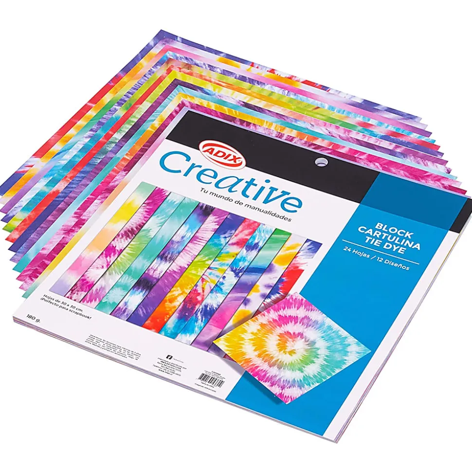 Creative Block Cardstock Paper, 12" x 12", Tie Dye, Pack Of 24 Sheets