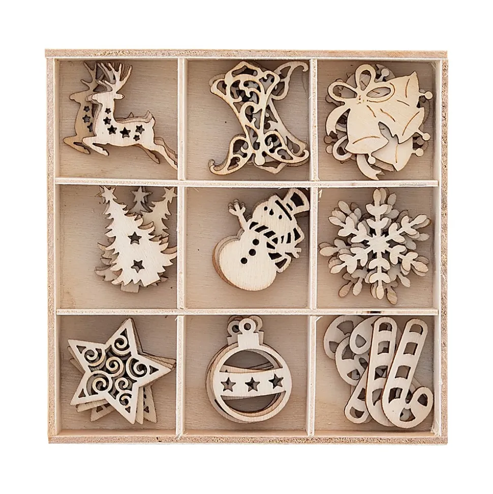 Creative Christmas Crafts, Wood Ornaments, Set Of 9 Ornaments