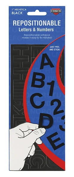 Creative Start® Self-Adhesive Repositionable Letters, Numbers and Symbols, 1", Helvetica, Black, Pack of 256