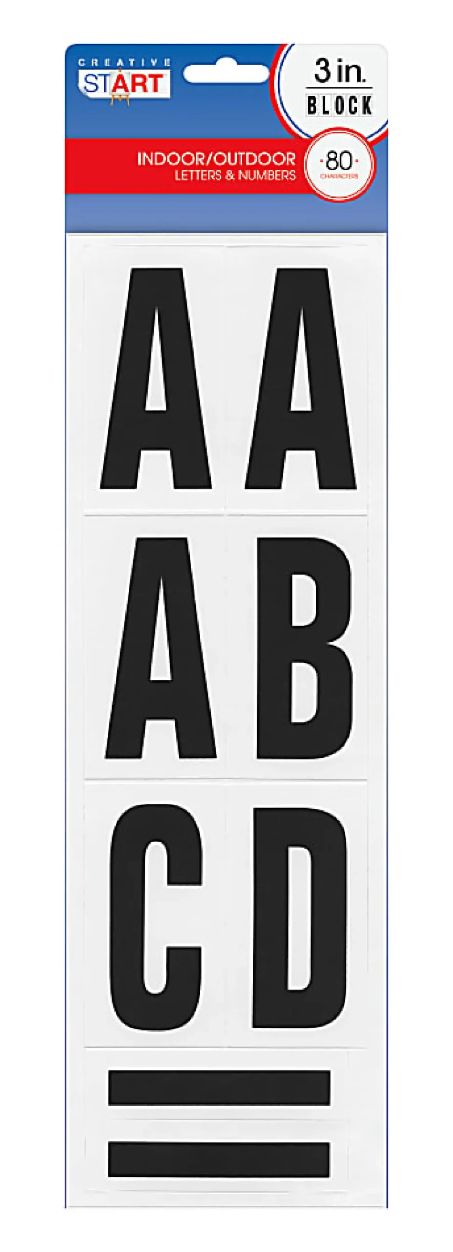 Creative Start® Self-Adhesive Letters, Numbers and Symbols, 3", Block, White, Pack of 80