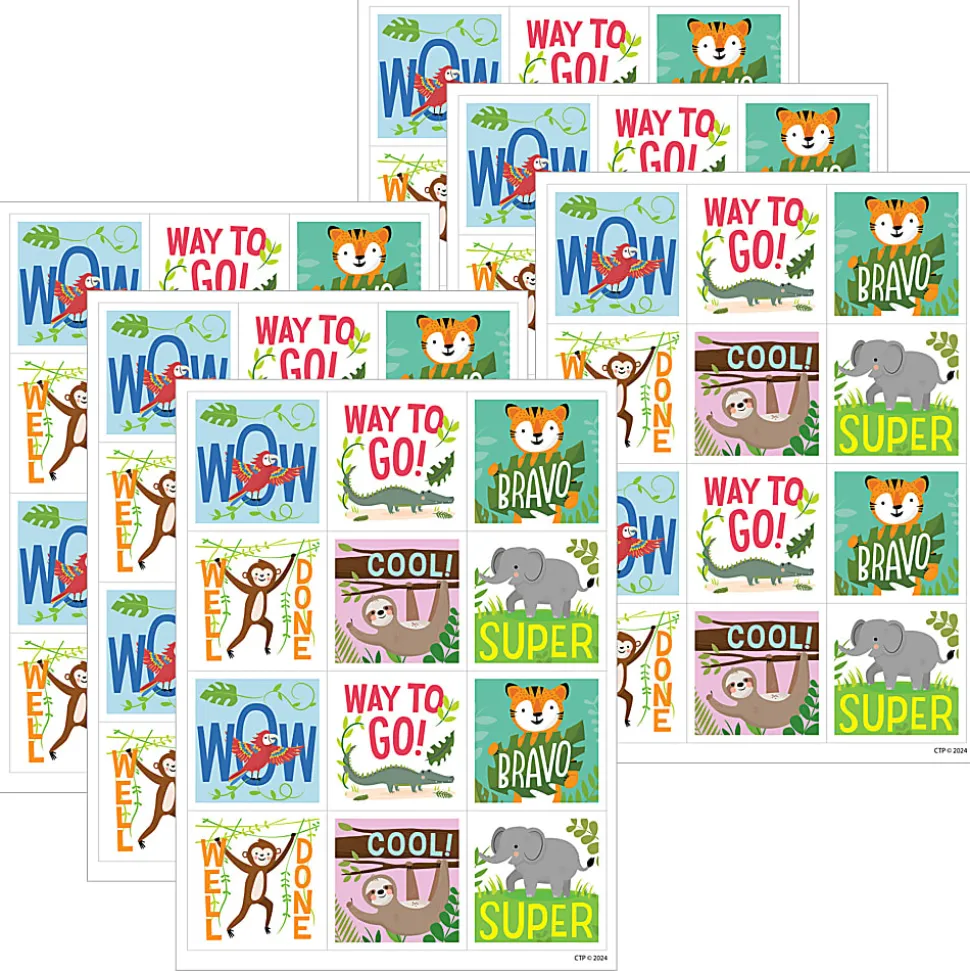 Creative Teaching Press Reward Stickers, Jungle Friends, 60 Stickers Per Pack, Bundle Of 6 Packs