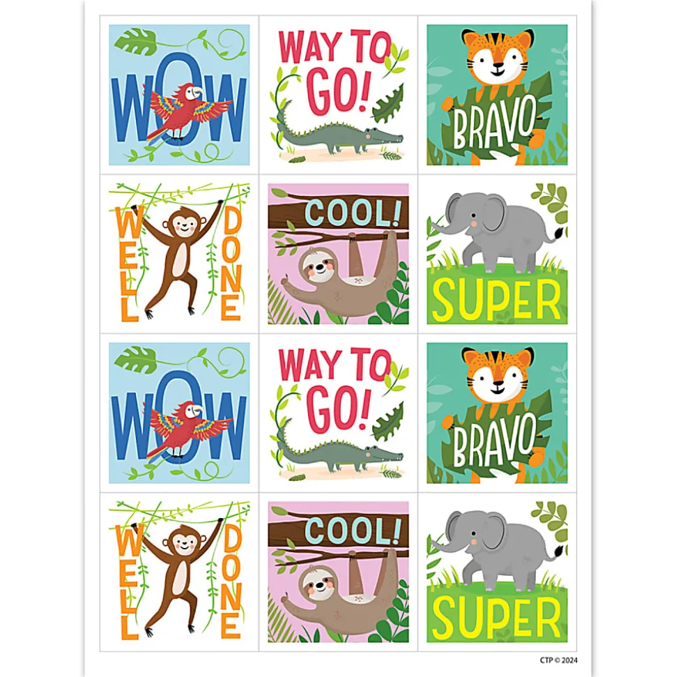Creative Teaching Press Reward Stickers, Jungle Friends, 60 Stickers Per Pack, Bundle Of 6 Packs