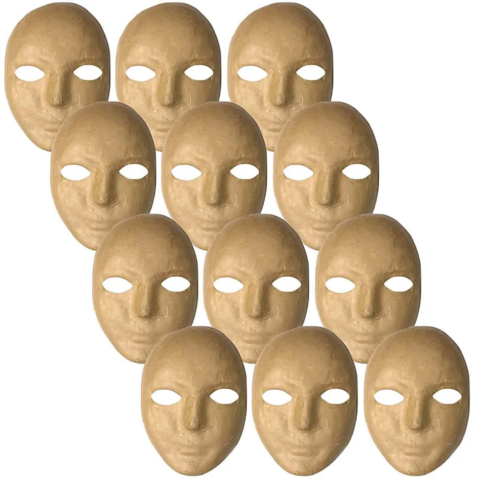 Creativity Street Papier Mache Masks, 8" x 5-1/4", Tan, Pack Of 12 Masks