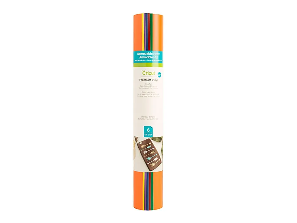 Cricut Premium Removable Vinyl Sheet Sampler, 12” x 12”, Rainbow, Pack Of 6 Sheets