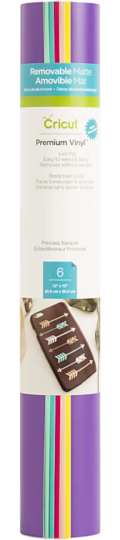 Cricut Premium Removable Vinyl Sheet Sampler, 12” x 12”, Princess, Pack Of 6 Sheets