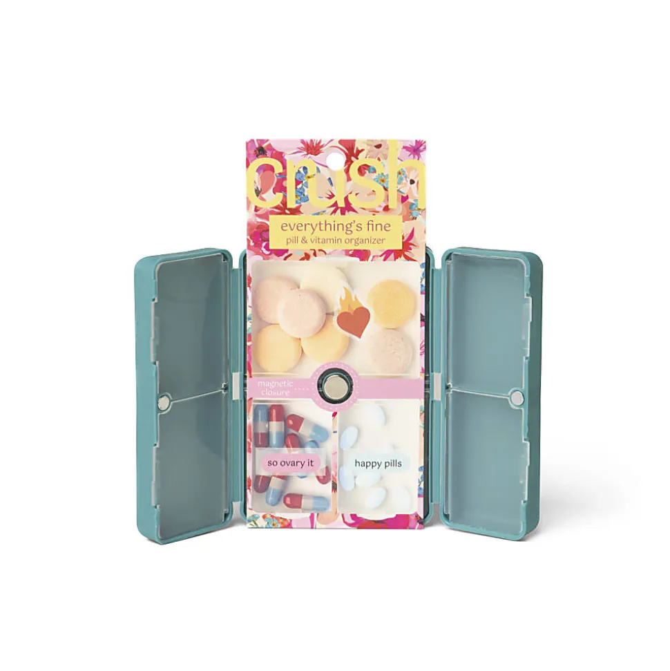 Crush Everything's Fine Pill And Vitamin Cases, 2-3/4”H x 3-3/4”W x 1-1/8”D, Assorted Colors, Pack Of 24 Cases