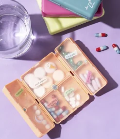 Crush Everything's Fine Pill And Vitamin Cases, 2-3/4”H x 3-3/4”W x 1-1/8”D, Assorted Colors, Pack Of 24 Cases