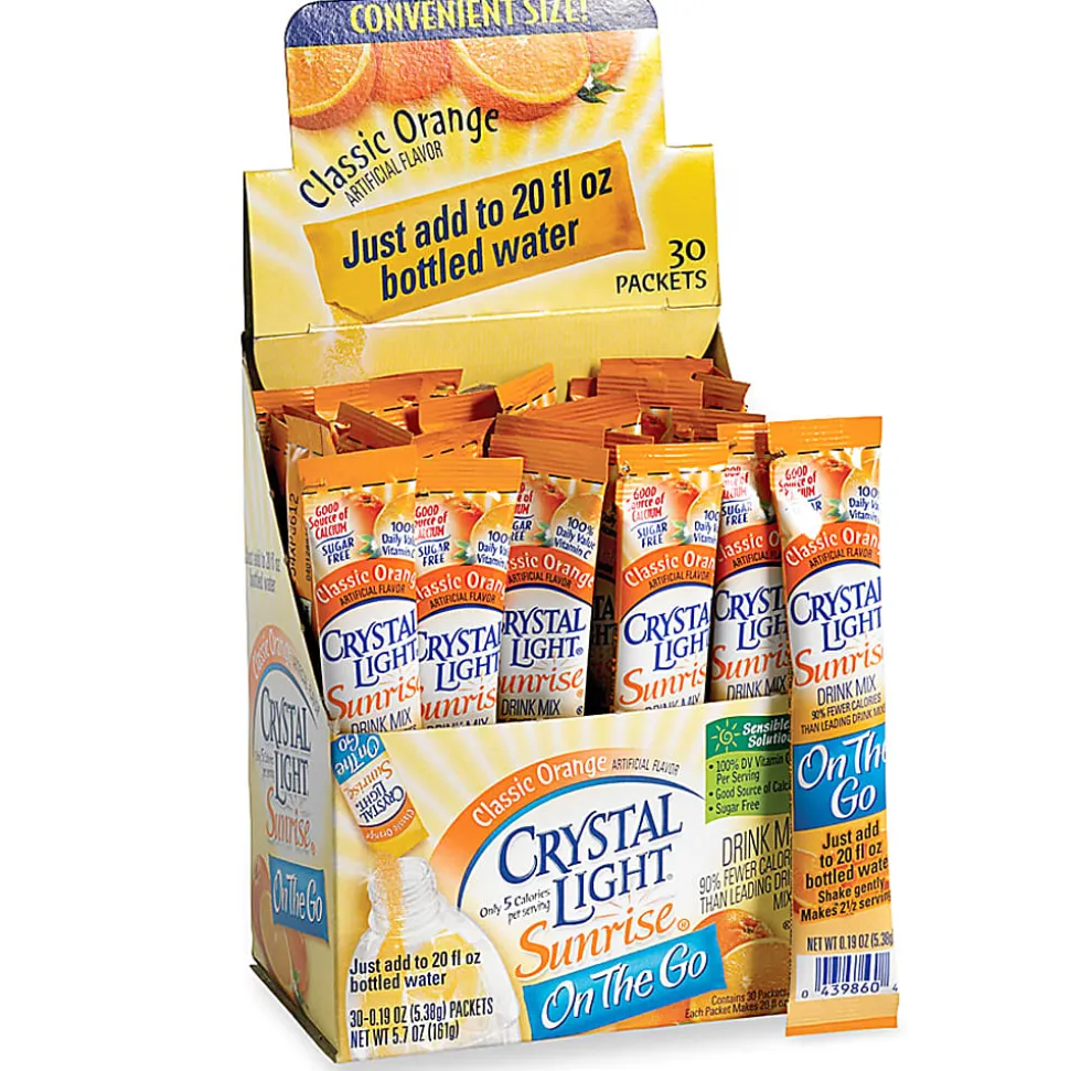 Crystal Light® On-The-Go Mix Sticks, Classic Orange, 0.16 Oz, Box Of 30