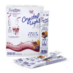 Crystal Light On-The-Go Sugar-Free Drink Mix, Fruit Punch, 0.11 Fl Oz, 30 Packets Per Box, Pack Of 2 Boxes