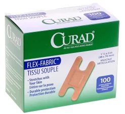 CURAD® Flex-Fabric Adhesive Bandages, Knuckle, 1 1/2" x 3", Tan, Pack Of 1,200