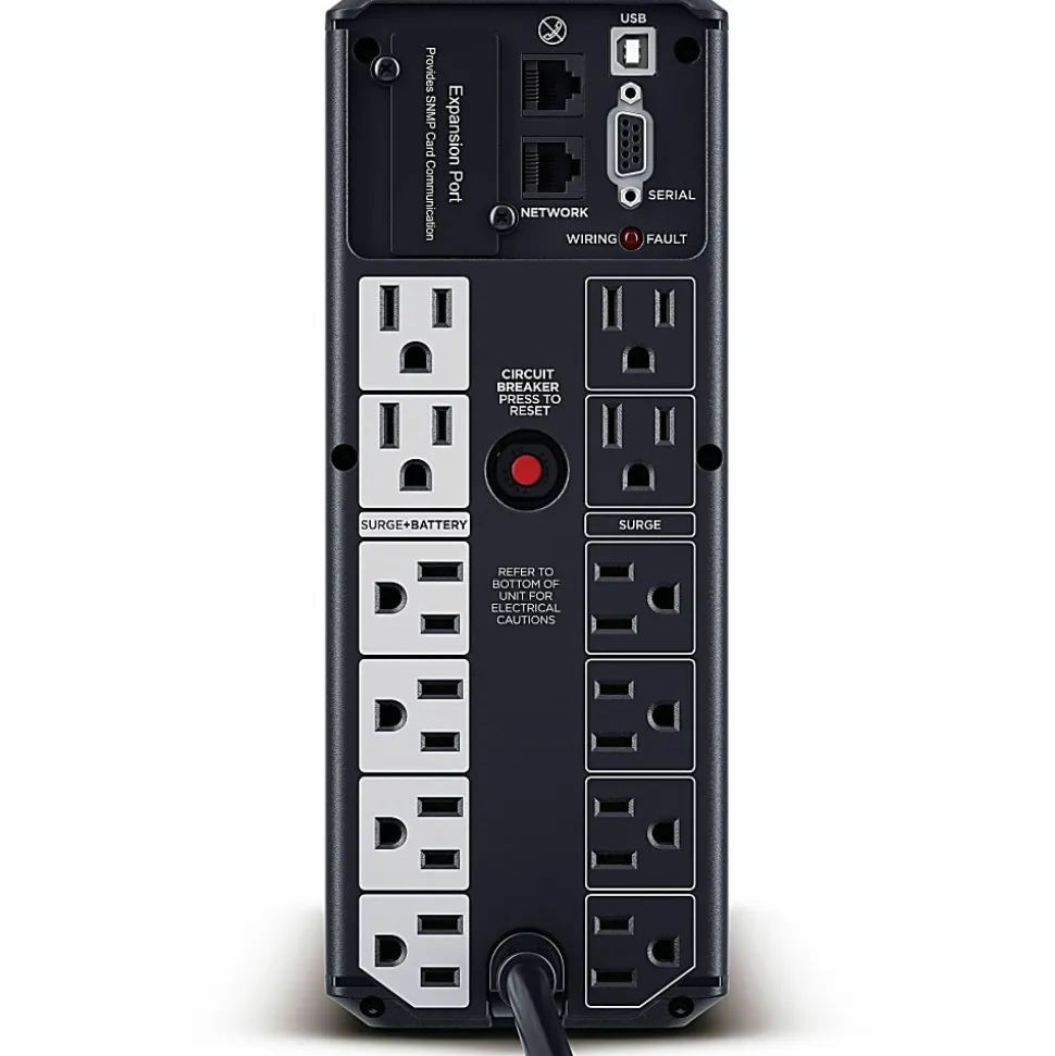 CyberPower BRG1500AVRLCD2 Intelligent LCD UPS Systems - 1500VA/900W, 57 - 120 VAC, NEMA 5-15P, Mini-Tower, 12 Outlets, LCD, $500000 CEG, 5YR Warranty