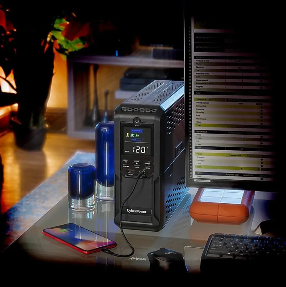 CyberPower BRG1500AVRLCD2 Intelligent LCD UPS Systems - 1500VA/900W, 57 - 120 VAC, NEMA 5-15P, Mini-Tower, 12 Outlets, LCD, $500000 CEG, 5YR Warranty