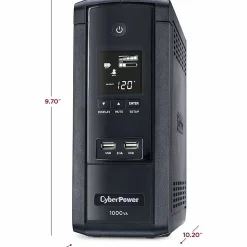 CyberPower BRG1000AVRLCD Intelligent LCD UPS Systems - 1000VA/600W, 120 VAC, NEMA 5-15P, Mini-Tower, 10 Outlets, PowerPanel® Personal - BRG1000AVRLCD
