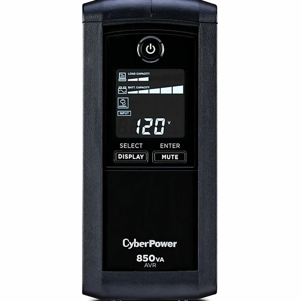 CyberPower® CP850AVRLCD Uninterruptible Power Supply, 9 Outlets, 850VA/510 Watt