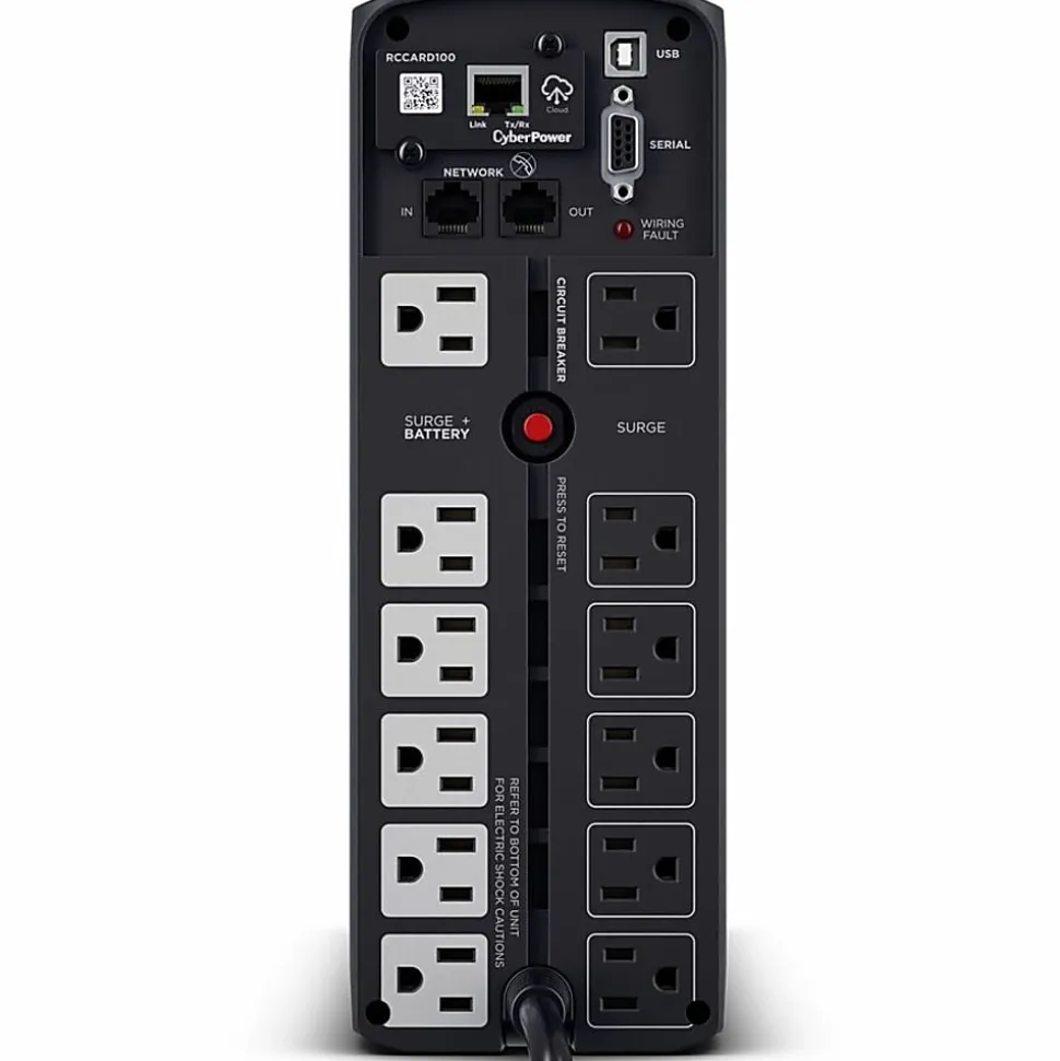CyberPower CP1500PFCLCD UPS 1500VA 1000W PFC compatible Pure sine wave - 1500VA/900W - Tower - 2 Minute Full Load - 10 x NEMA 5-15R