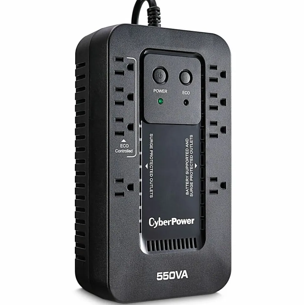 CyberPower EC550G Ecologic UPS Systems - 550VA/330W, 120 VAC, NEMA 5-15P, Compact, 8 Outlets, PowerPanel® Personal, $100000 CEG, 3YR Warranty