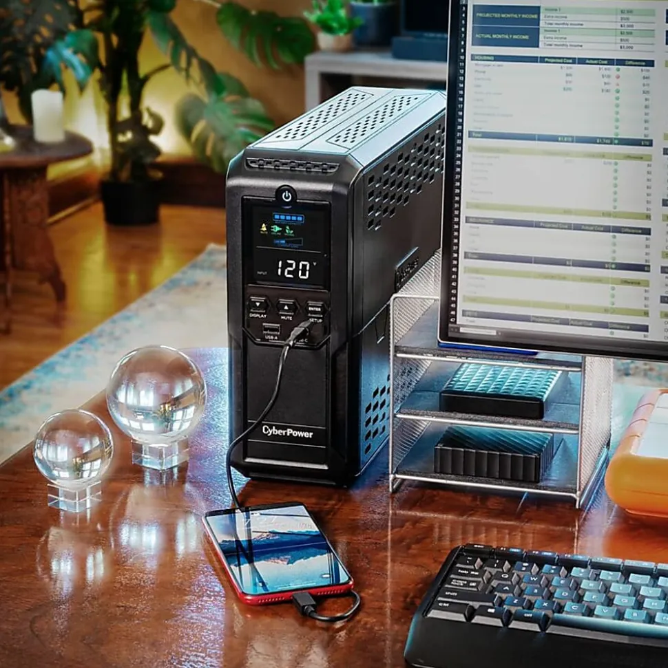 CyberPower Intelligent LCD CP1500AVRLCD3 1500VA Mini-tower UPS - Mini-tower - AVR - 8 Hour Recharge - CP1500AVRLCD3