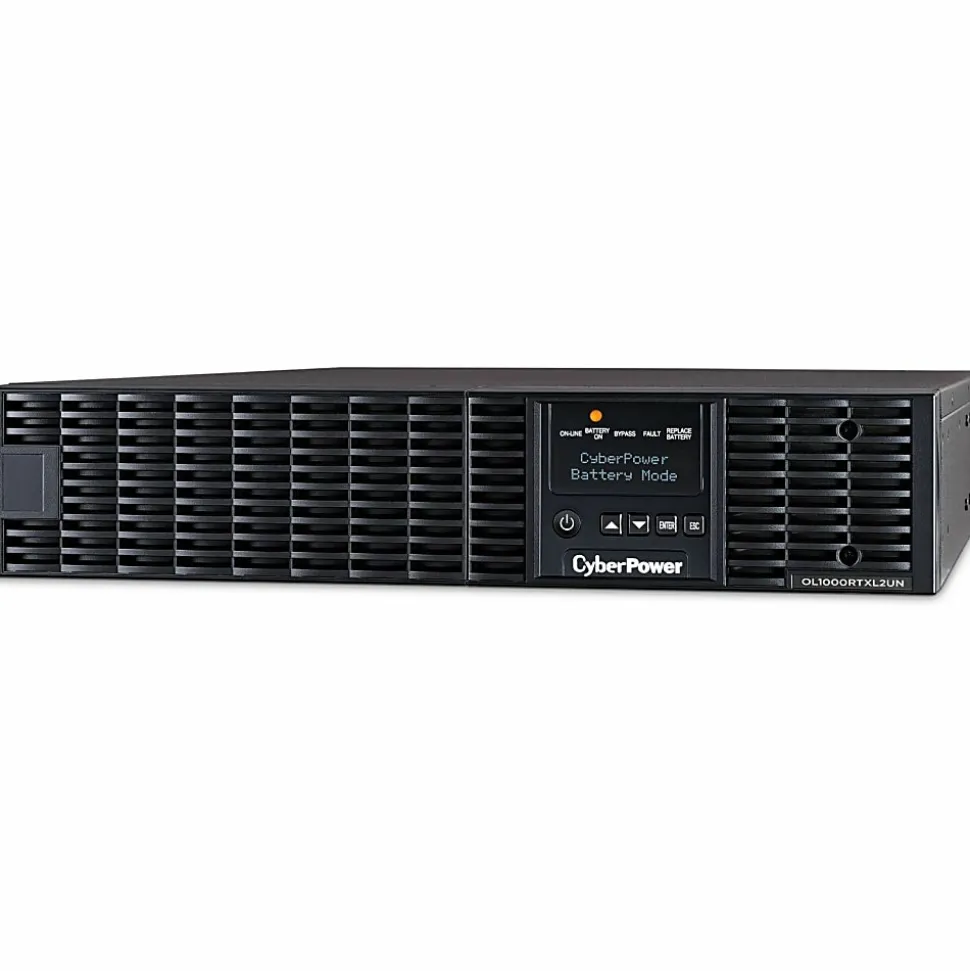 CyberPower OL1000RTXL2UN Smart App Online UPS Systems - 1000VA/900W, 100 - 125 VAC, NEMA 5-15P, 2U, Rack/Tower, 8 Outlets, LCD- OL1000RTXL2UN