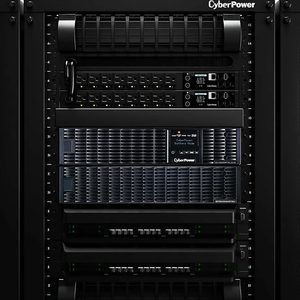 CyberPower OL1000RTXL2UN Smart App Online UPS Systems - 1000VA/900W, 100 - 125 VAC, NEMA 5-15P, 2U, Rack/Tower, 8 Outlets, LCD- OL1000RTXL2UN