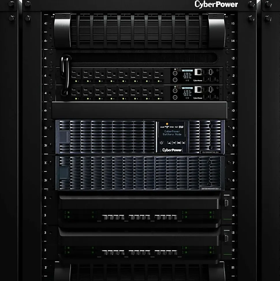 CyberPower OL1500RTXL2U Smart App Online UPS Systems - 1500VA/1350W, 100 - 125 VAC, NEMA 5-15P, 2U, Rack/Tower, 8 Outlets, LCD- OL1500RTXL2U