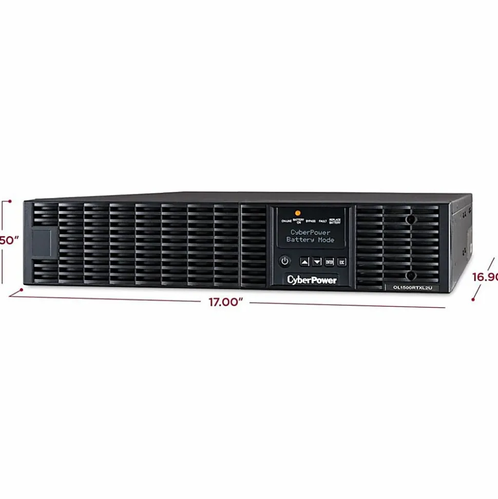 CyberPower OL1500RTXL2U Smart App Online UPS Systems - 1500VA/1350W, 100 - 125 VAC, NEMA 5-15P, 2U, Rack/Tower, 8 Outlets, LCD- OL1500RTXL2U