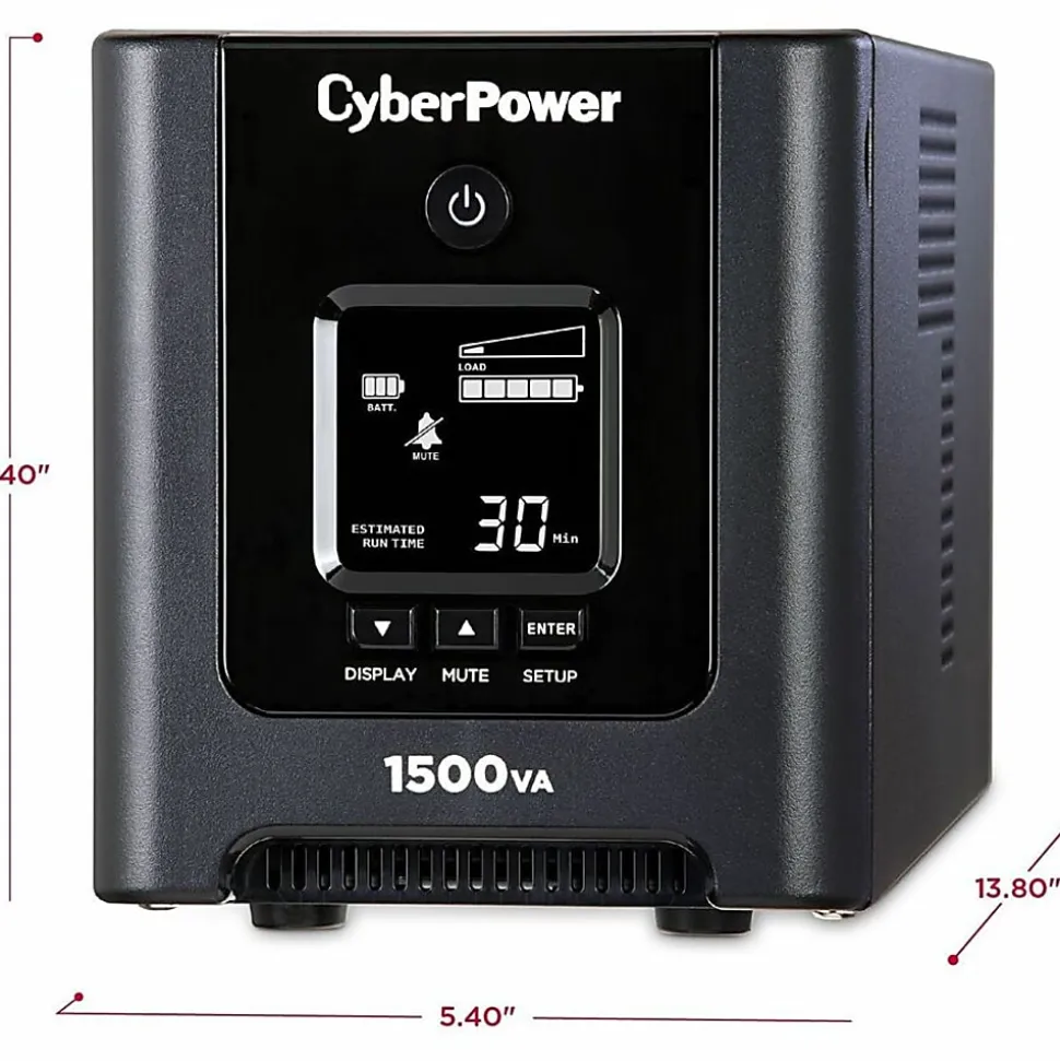 CyberPower OR1500PFCLCD PFC Sinewave UPS Systems - 1500VA/1050W, 120 VAC, NEMA 5-15P, Mini-Tower, Sine Wave, 8 Outlets, LCD, $200000 CEG- OR1500PFCLCD