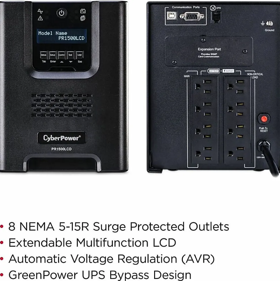 CyberPower Smart App Sinewave UPS Series, Black, PR1500LCD