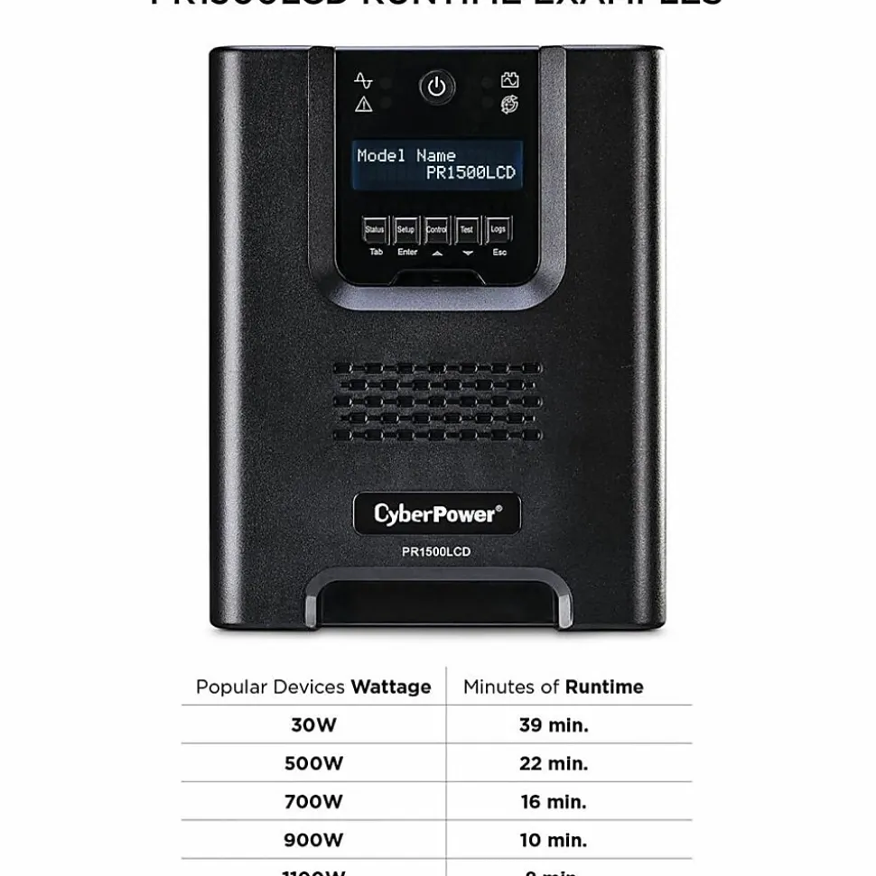 CyberPower Smart App Sinewave UPS Series, Black, PR1500LCD