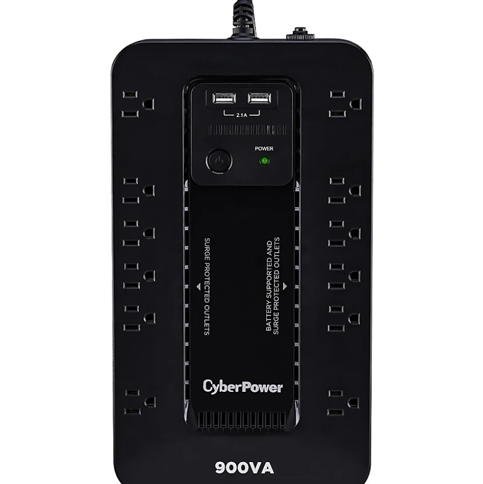 CyberPower ST900U Standby UPS Systems - 900VA/500W, 120 VAC, NEMA 5-15P, Compact, 12 Outlets, PowerPanel® Personal, $125000 CEG, 3YR Warranty
