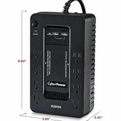 CyberPower ST625U Standby UPS Systems - 625VA/360W, 120 VAC, NEMA 5-15P, Compact, 8 Outlets, PowerPanel® Personal, $100000 CEG, 3YR Warranty