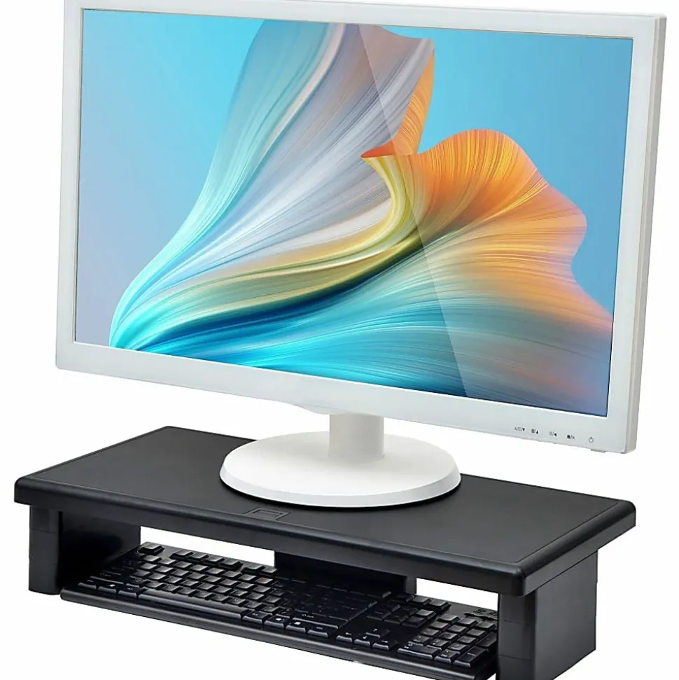 DAC Stax MP-211-Adjustable Ultra-Wide Monitor/Laptop Stand, Black - 66 lb Load Capacity - 4.8"x22"x 10.5" Depth - Plastic - Black - - 02238