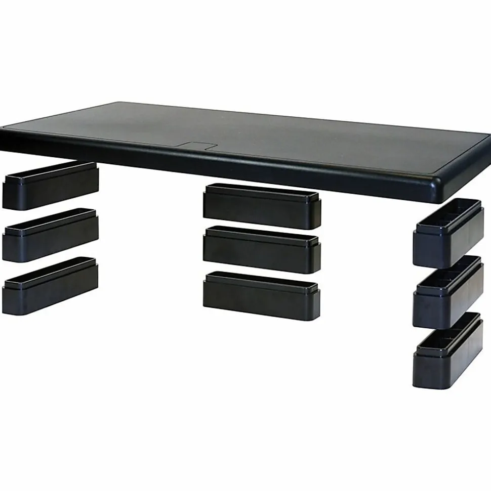 DAC Stax MP-211-Adjustable Ultra-Wide Monitor/Laptop Stand, Black - 66 lb Load Capacity - 4.8"x22"x 10.5" Depth - Plastic - Black - - 02238