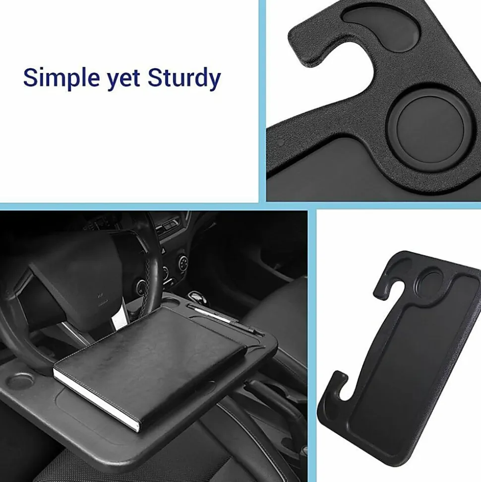 DAC Steering Wheel Desk 1"H x 16.50"W x 11"D x 16.50"L Compact, Sturdy, Portable Black 1 Each